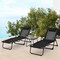 3 Piece Patio Chaise Lounge Set 2 Reclining Chairs with Table Black